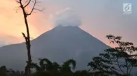 Gunung Merapi mengeluarkan asap putih terlihat dari pos pengamatan Babadan Muntilan, Jumat ( 25/5). Dengan status waspada, pemerintah mengimbau masyarakat tetap tenang dan menjauhi zona bahaya tiga kilometer dari puncak merapi. (Liputan6.com/Gholib)