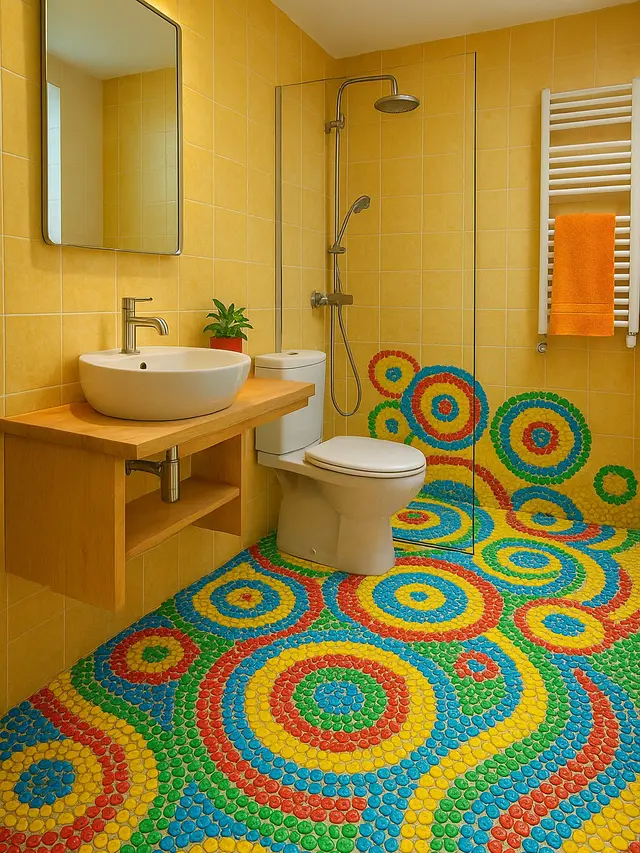Model Kamar Mandi dengan Lantai Batu Kerikil (Image by ChatGPT)
