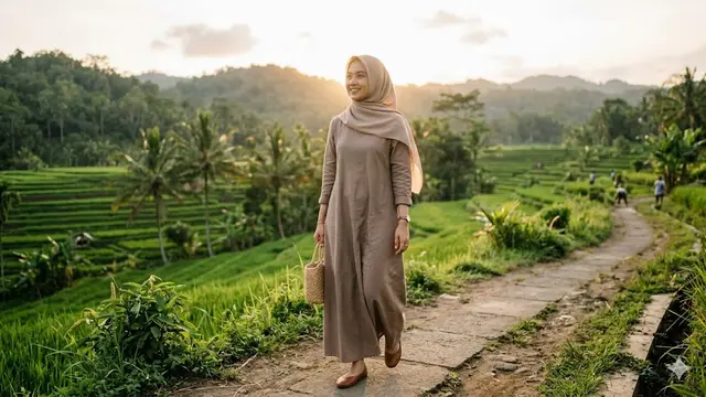 Model Gamis Lebaran Earth tone