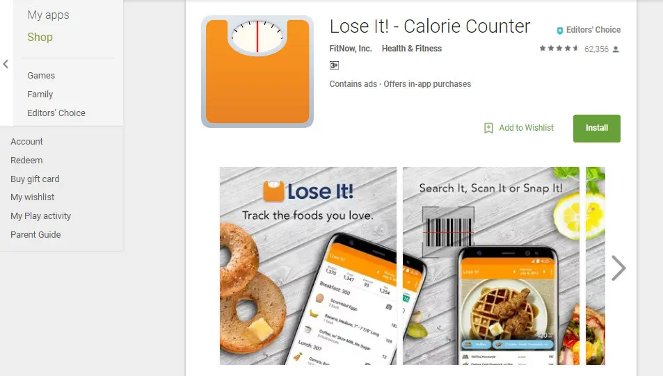 Aplikasi Lose It! yang mampu membantu pengguna melacak berapa kandungan kalori dalam makanan (Sumber: Google Play Store)