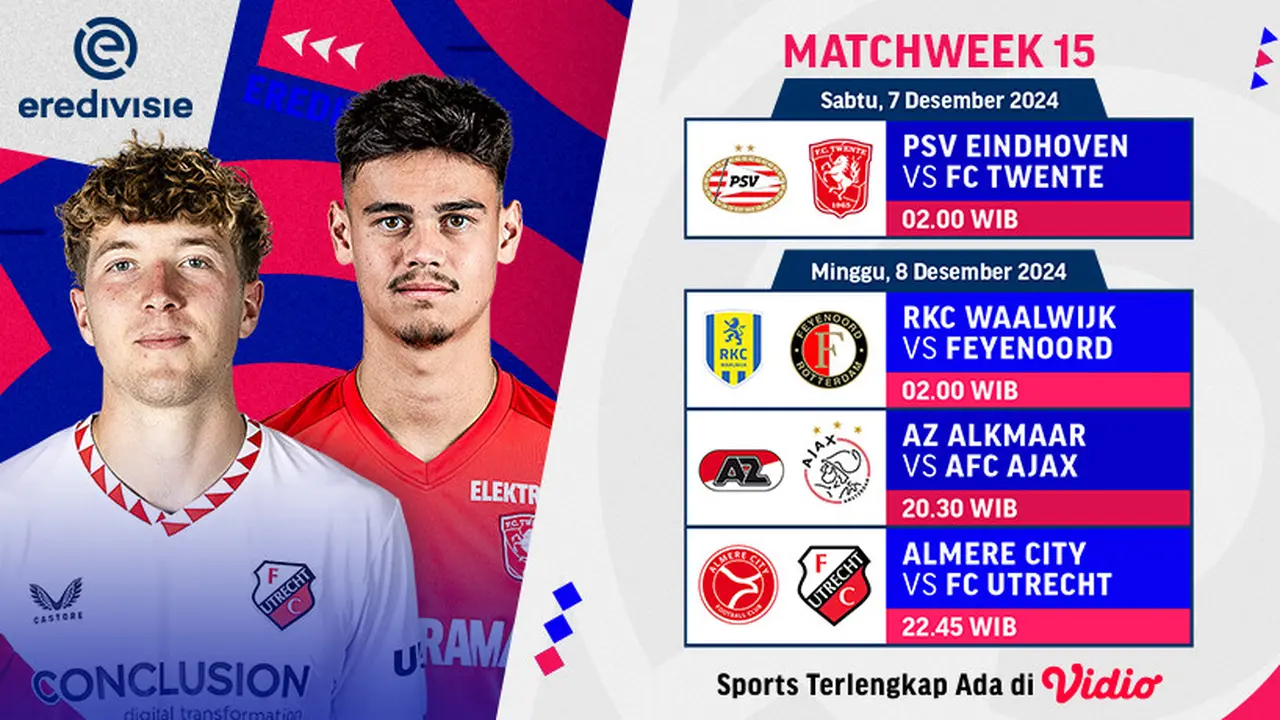 Jadwal Eredivisie 2024/2025 Matchweek 15