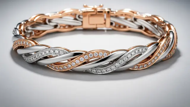 Gelang Rose Gold Kombinasi Emas Putih dengan Sentuhan Berlian Mini