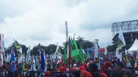 Bendera PPP berkibar ditengah deklarasi Pilwalkot Palembang Harnojoyo-Finda