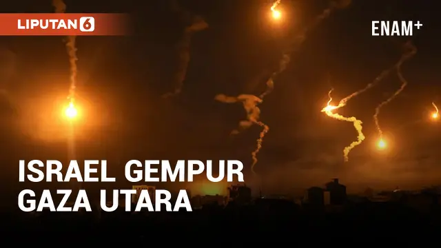 VIDEO: Suar Jatuh di Atas Jalur Gaza Saat Israel Membombardir Wilayah Itu dalam Perang Lawan Hamas