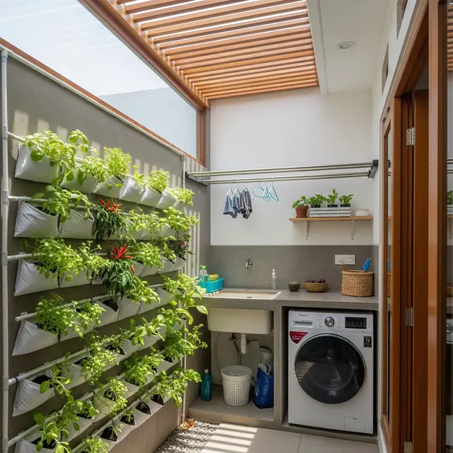 9 Desain Rumah Minimalis dengan Kebun Dapur di Area Cuci dan Jemur, Solusi Lahan Terbatas