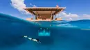 The Manta Resort di Pulau Pemba, Tanzania punya kamar mengambang Samudera Hindia. Tempat tidurnya pun ada di bawah laut. Letak kamar hotel yang cukup luas tersebut berada di lepas pantai Pulau Pemba, tepatnya di Samudera Hindia. (huffingtonpost.com)