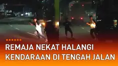 Aksi remaja menghalangi kendaraan besar di tengah jalan kembali terjadi.