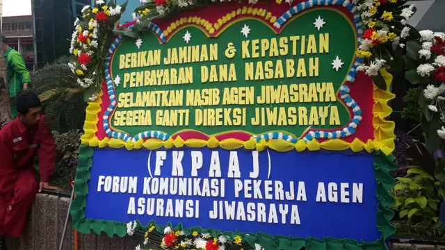 Karangan Bunga di Kementerian BUMN soal Jiwasraya