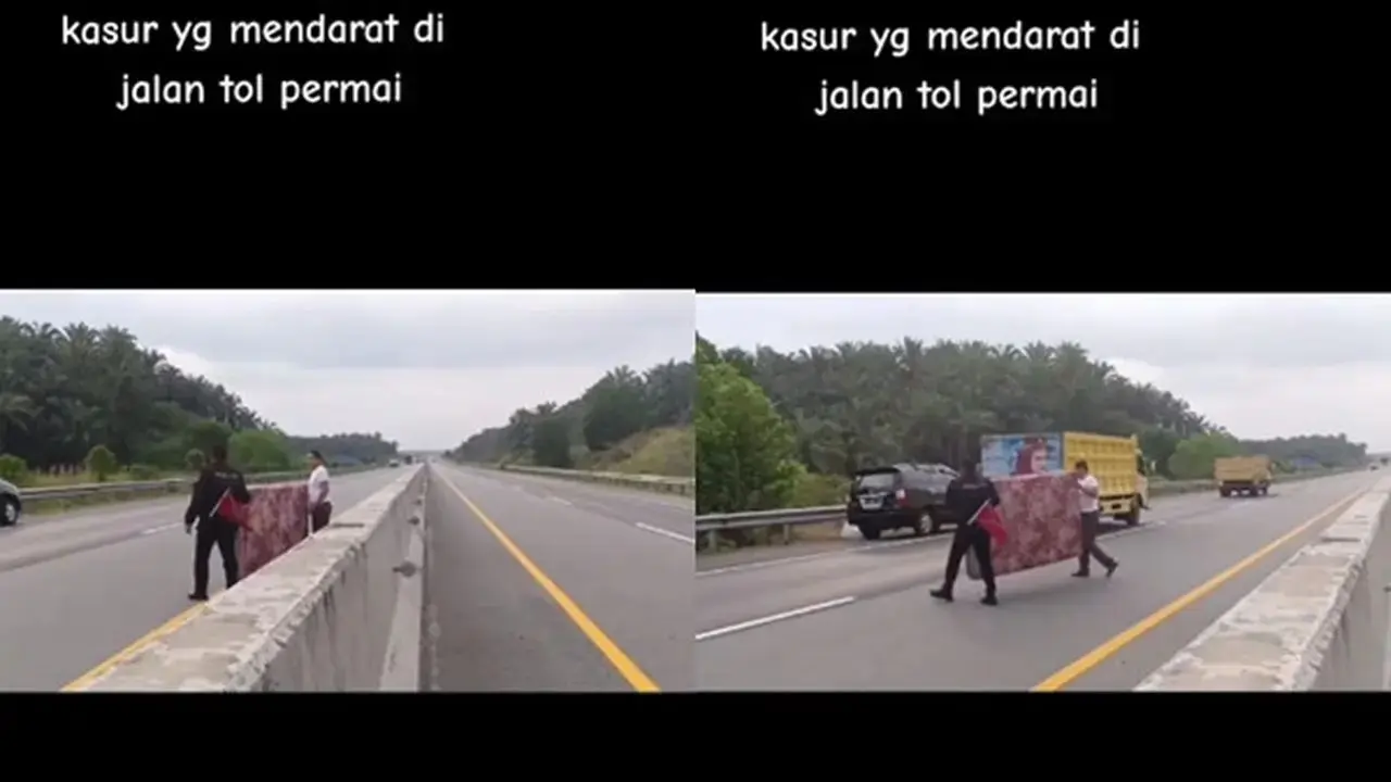 Nekat Bawa Kasur di Atap Toyota Innova, Akhirnya Terbang di Jalan Tol Permai