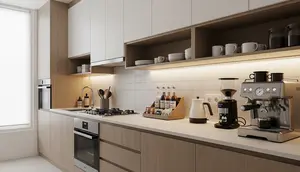 7 Model Dapur dengan Area Khusus Membuat Kopi agar Aktivitas Meracik Minuman Lebih Nyaman