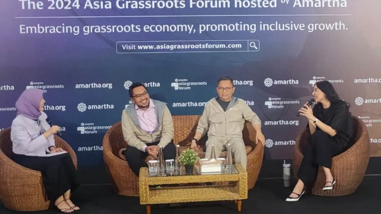 Konferensi pers untuk acara The 2024 Asia Grassroots Forum membahas tentang Pentingnya Penguatan Permodalan dan Literasi Keuangan Sektor UMKM yang Kini 64 Persen Dikelola oleh Perempuan.