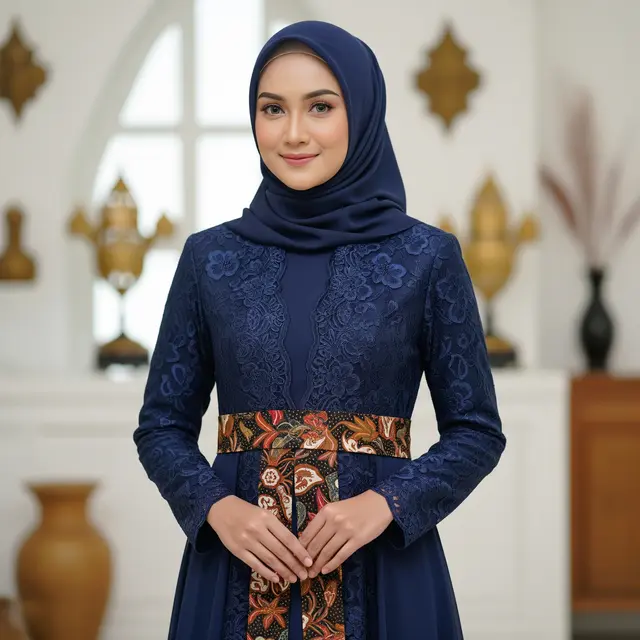 Model Gamis Batik Brokat Warna Bold (Gemini AI)