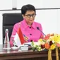 Menteri RI Retno Marsudi dalam pertemuan bilateral Menlu RI - Belanda di Gedung Kemlu. (Kementerian Luar Negeri Republik Indonesia)