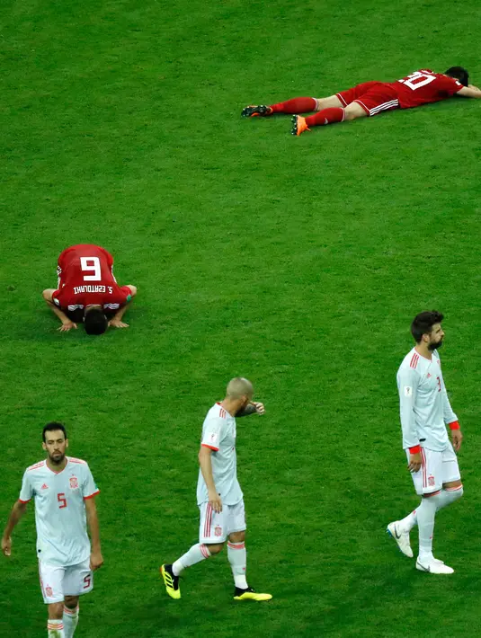 Suasana usai laga penyisihan Grup B Piala Dunia 2018 di Kazan Arena, Kazan, Rusia, Rabu (20/6). Gol tunggal Diego Costa membawa Spanyol menumbangkan Iran. (AP Photo/Eugene Hoshiko)