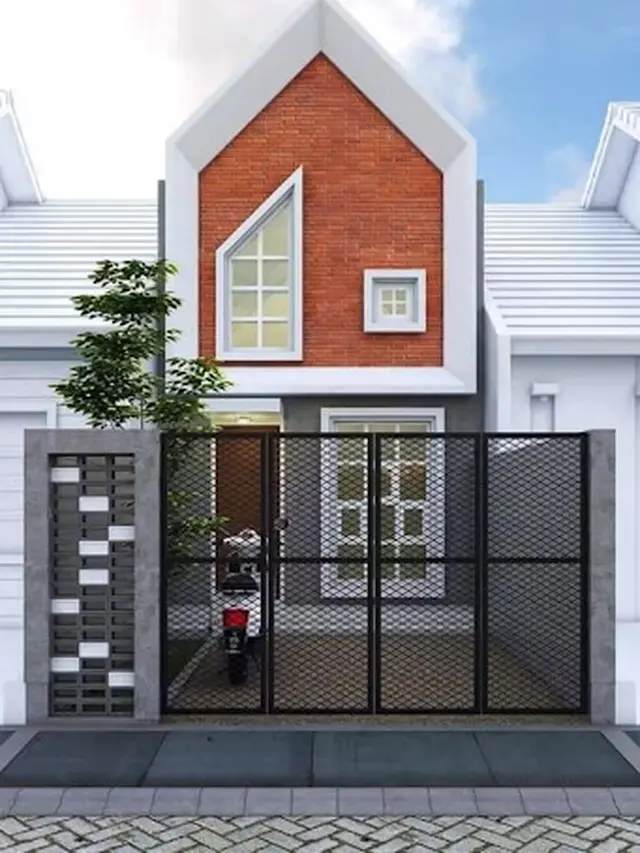 Rumah Minimalis 2 Lantai Type 36 Pojok dengan Aksen Batu Bata Merah