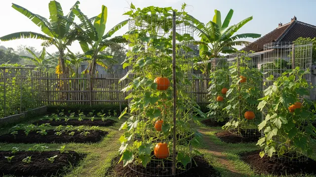 Cara Membuat Jalur Rambat Labu agar Halaman Tidak Berantakan, Kebun Rapi dan Estetik