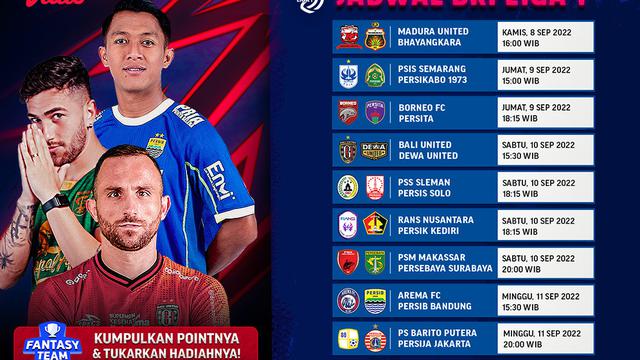 Jadwal dan Live Streaming BRI Liga 1 2022/2023 Pekan Kesembilan di Vidio, 9-11 September 2022
