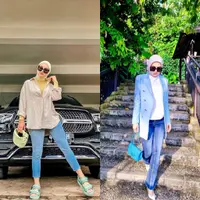 Mulai dari Irish Bella hingga Syahrini, berikut inspirasi baju simple hijab dengan celana jeans yang bisa dijadikan inspirasi. (Instagram).
