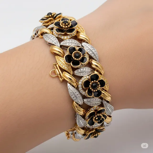 Gelang Kombinasi Emas Putih & Kuning
