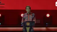 Presiden Joko Widodo (Jokowi) saat memberikan sambutan di Rapat Kerja Nasional IV PDI Perjuangan, Jumat (29/9/2023). (Foto: tangkapan layar)