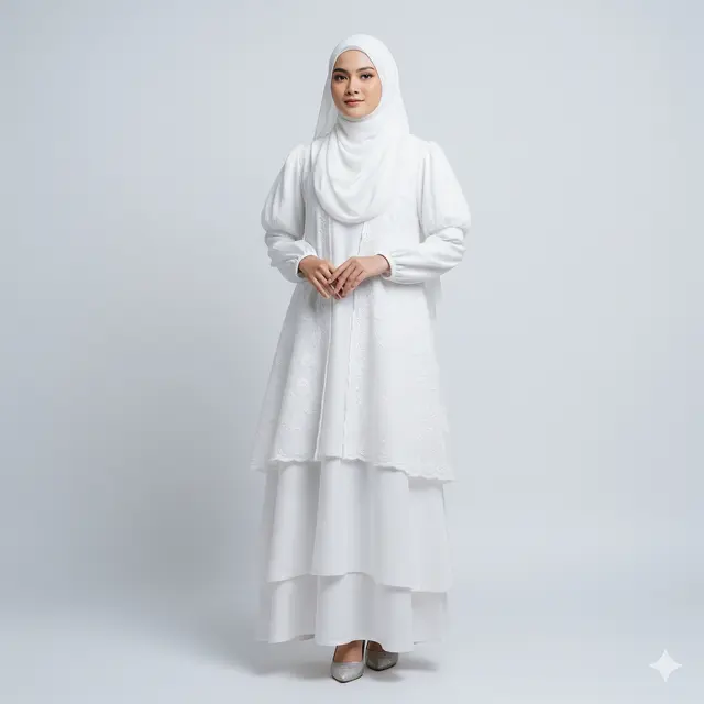 Model Dress Muslim Kombinasi Linen dan Bordir Elegan Terbaru 2025. Gemini