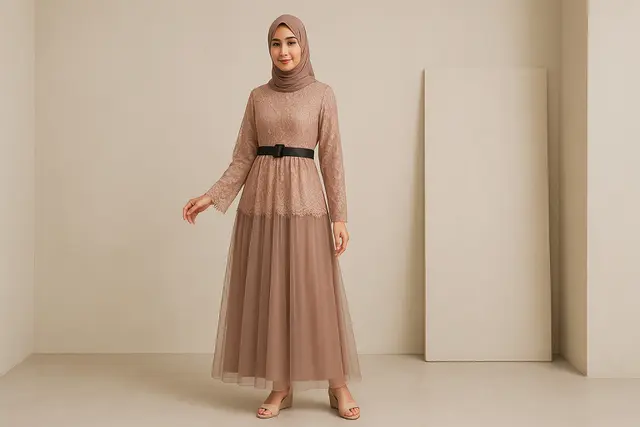 7. Gamis Kombinasi
