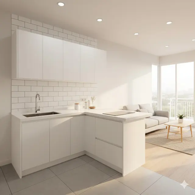 Dapur Minimalis 2×1 Tanpa Sekat