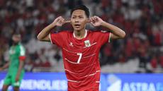 Pemain Timnas Indonesia, Beckham Putra, merayakan golnya saat melawan Saint Kitts and Nevis pada ajang FIFA Series 2026 di Stadion Utama Gelora Bung Karno (SUGBK), Jumat (27/3/2026) malam WIB. Menghadapi Saint Kitts and Nevis di FIFA Series 2026, Timnas Indonesia meraih hasil positif. (Bola.com/Abdul Aziz)