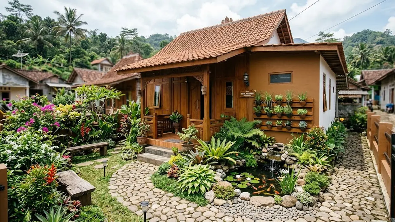 Model Rumah Desa Minimalis dengan Halaman Hijau