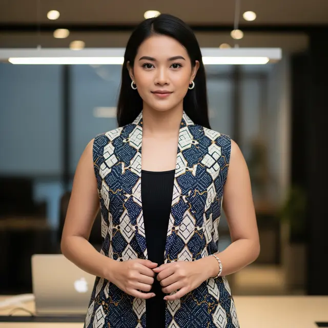 Model Baju Atasan Batik Kombinasi Lurik (Gemini AI)