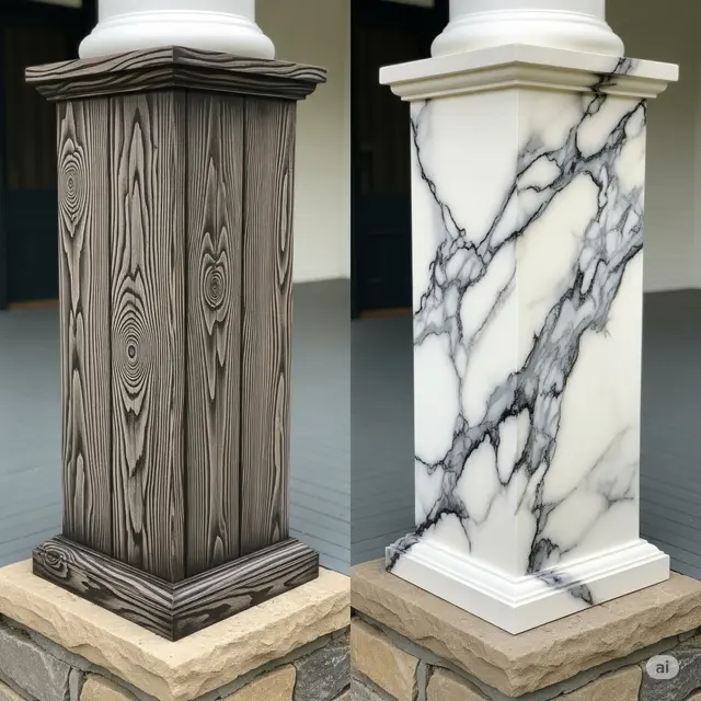 Tiang Beton Lukis Motif Kayu/Marmer