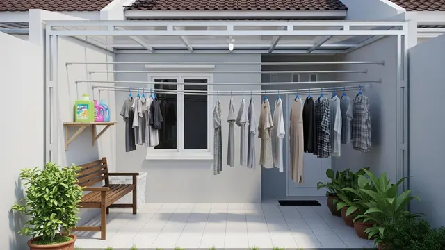 Contoh Gambar Jemuran Belakang Rumah Type 36 dengan Atap Transparan yang Adem