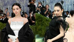Karina dan Ningning aespa di Met Gala 2026. (Mike Coppola - Dimitrios Kambouris / GETTY IMAGES NORTH AMERICA / Getty Images via AFP)