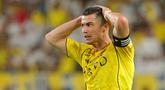 Perasaan kecewa tak mampu ditutupi Cristiano Ronaldo setelah Al Nassr gagal mengunci gelar juara Liga Arab Saudi musim 2025/2026 pada Selasa (12/05/2026) waktu setempat. (AFP/Fayez Nureldine)