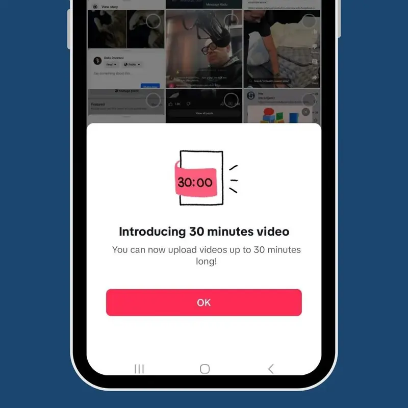 Bocoran mengungkapkan bahwa TikTok sedang menguji coba kemampuan mengunggah video berdurasi 30 menit (Threads @mattnavarra)