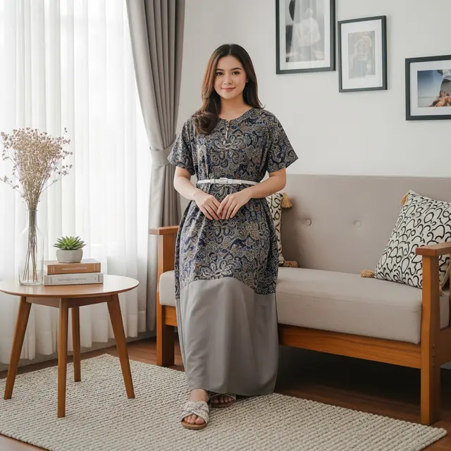 Model Daster Batik Kombinasi Polos