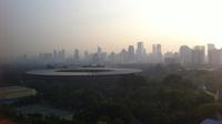 Stadion Utama Gelora Bung Karno terlihat dari ketinggian pada Minggu (18/10/2015) sore, sebelum pertandingan final Piala Presiden antara Persib Bandung vs Sriwijaya FC (Bola.com/Arief Bagus)