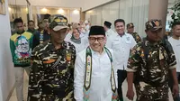 Ketua Umum PKB sekaligus Bacawapres RI, Muhaimin Iskandar saat menghadiri Rapat Koordinasi Wilayah (Rakorwil) PKB Kalimantan Timur (Kaltim) di Balikpapan, Sabtu (30/9/2023) siang. (Apriyanto/Liputan6.com)