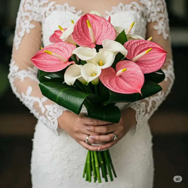 Buket Bunga Anthurium dan Calla Lily