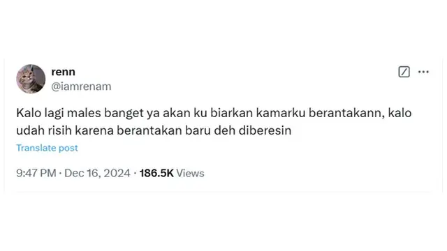 6 Cuitan Netizen Biarkan Kamar Kos Berantakan Ini Relate, Bikin Tepuk Jidat