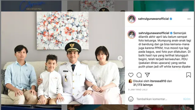 Unggahan Sahrul Gunawan. (Foto: Instagram @sahrulgunawanofficial)