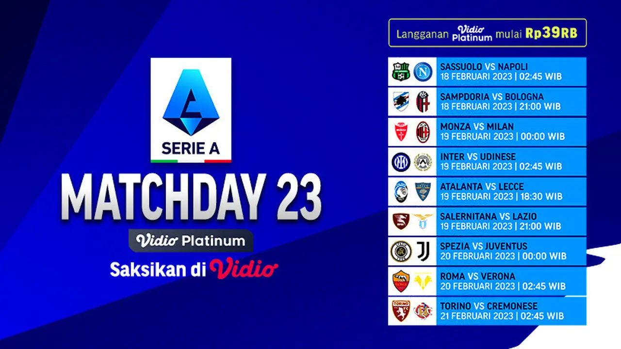 Nonton Live Streaming Serie A Pekan Ini di Vidio : Sassuolo Vs Napoli, Sampdoria Vs Bologna