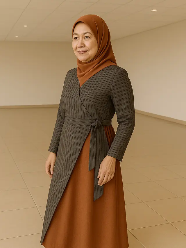 <p>Model Gamis Lurik Kombinasi Polos Terbaru untuk Ibu-Ibu Usia 40 Tahun</p>(Ilustrasi gambar oleh AI)