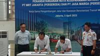 Perusahaan BUMN dan BUMD DKI Jakarta resmi berkolaborasi mengembangkan Travoy Hub yang berlokasi di Taman Mini Indonesia Indah (TMII). Foto: Maulandy