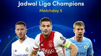 Live streaming pertandingan lengkap Liga Champions matchday kelima, Rabu (2/12/2020) hingga Kamis (3/11/2020) dapat disaksikan melalui platform Vidio. (Sumber: Vidio)