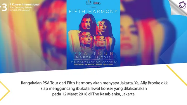[Bintang] 5 Konser Internasional Siap Guncang Jakarta di 2018, Pilih Mana?
