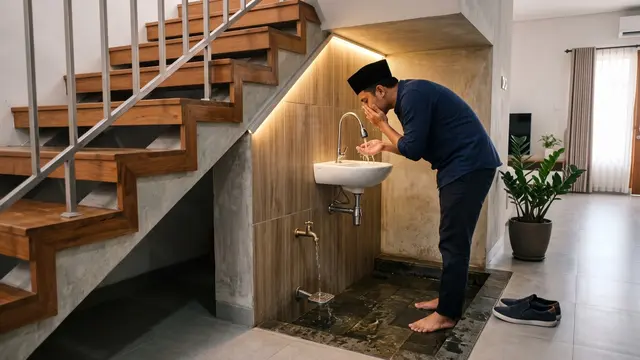 Model Tempat Wudhu di Bawah Tangga