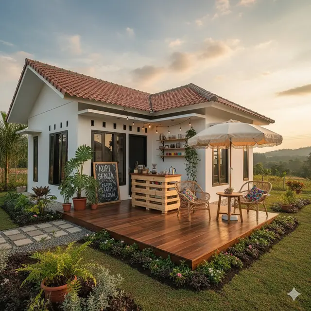 7 Model Rumah 1 Lantai dengan Warung Kopi Kecil di Teras, Inspirasi Hunian Fungsional yang Estetik