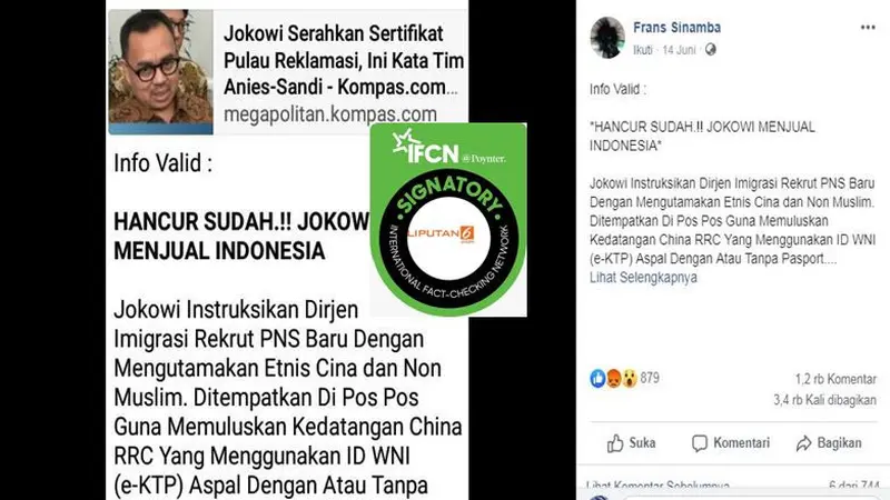 [Cek Fakta] Gambar Tangkapan Layar Berita Jokowi di Facebook