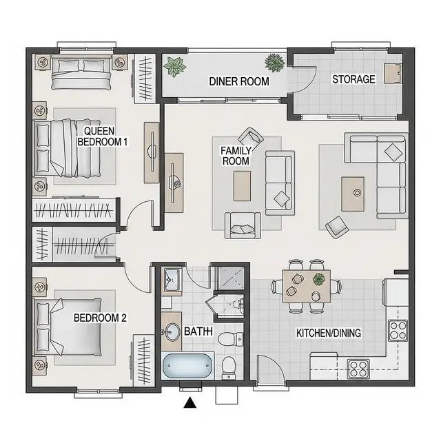 Konsep Desain Rumah 2 Kamar di Lahan 60 Meter. Gemini